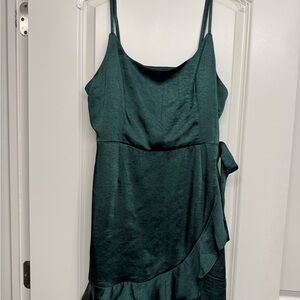 Elegant Green Satin Dress